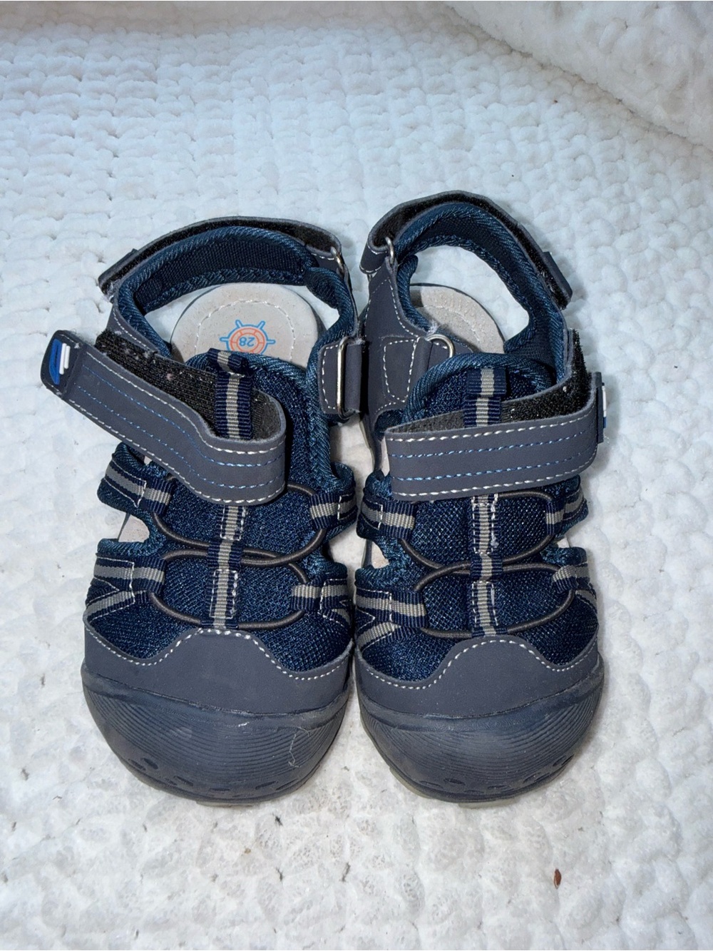 Annie Navy & Gray Kids Closed-Toe Sandals